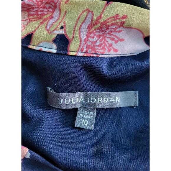 Julia Jordan Dress Womens Size 10 Pink Blue Floral Print Short Sleeve VNeck Midi - Picture 8 of 11